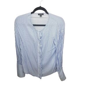 Episode Womens Sz S Blue White Striped Long Sleeve Blouse